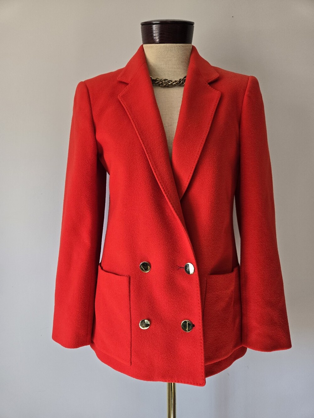 Lillie Rubin Vintage Wool Vibrant Red Double-Breasted Blazer Jacket. Size 4